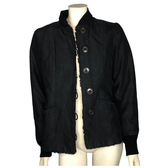 American Vintage 90's black coat with faux fur lining size medium - Picture 1 of 11